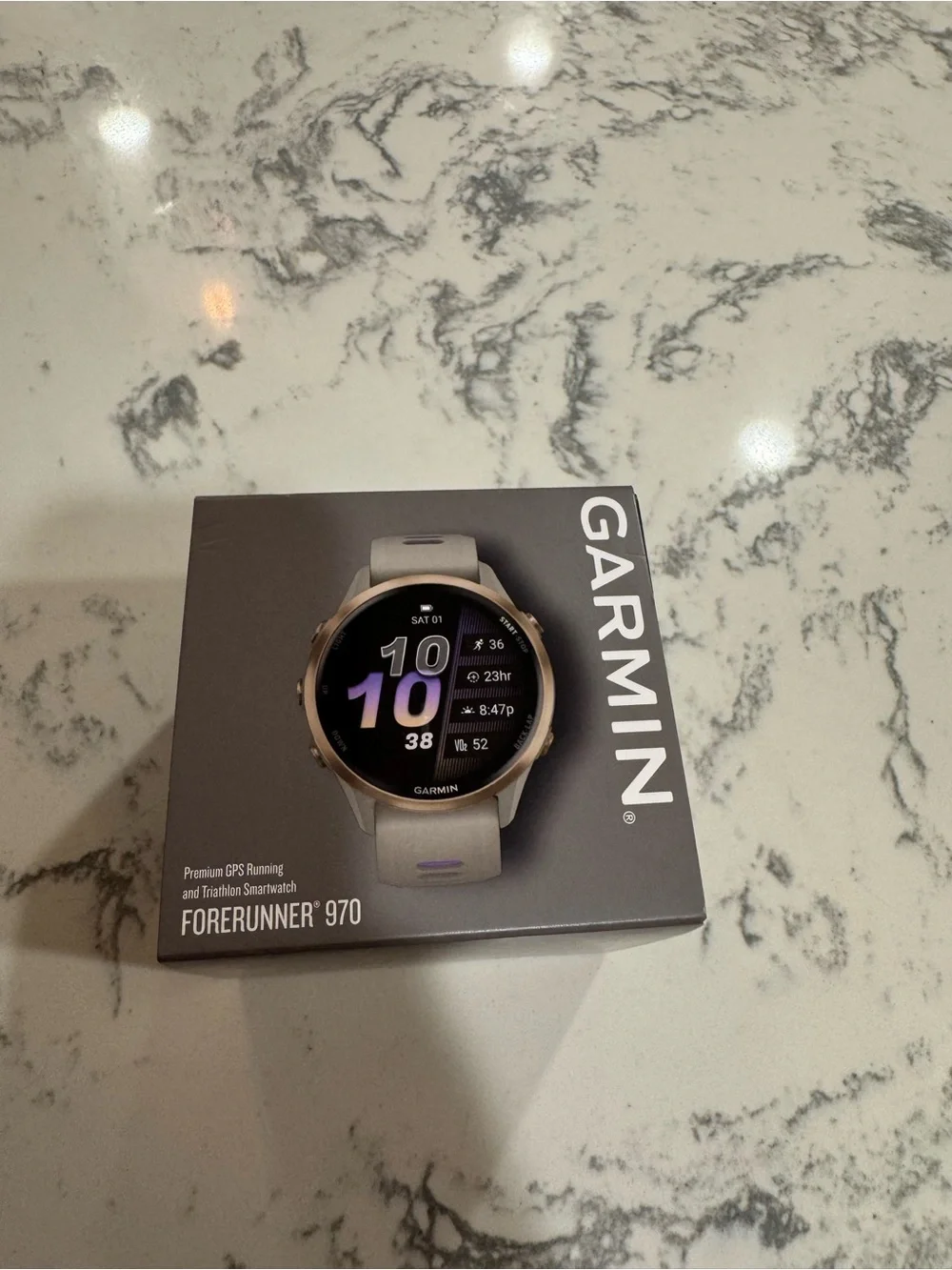 garmin Forerunner 970 Smartwatch - Soft Gold Titanium with French Gray Case
